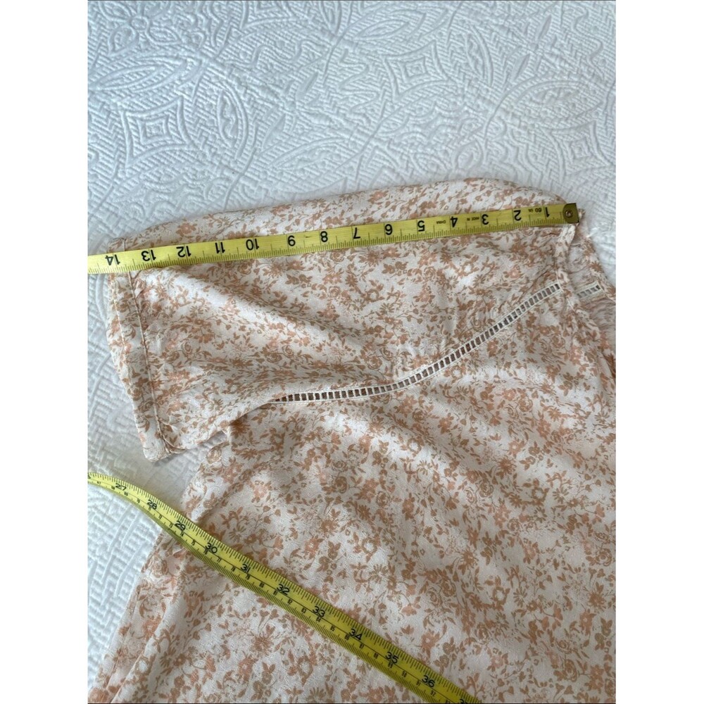 ANGELS-Forever Young Cream Pink & Tan Floral Button-Front Women's Top Sz Large - Picture 13 of 14